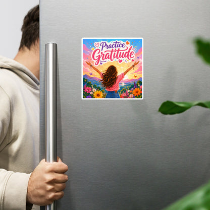 Practice Gratitude Sunrise Mountain Fridge Magnet