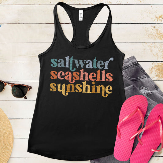 Saltwater Seashell Sunshine Women’s fitted racerback tank top