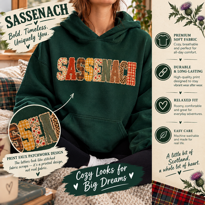 Sassenach Boho "Faux" Patchwork Applique Hoodie
