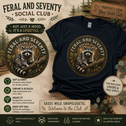 Feral and Sevnety Raccoon Social Club T-Shirt