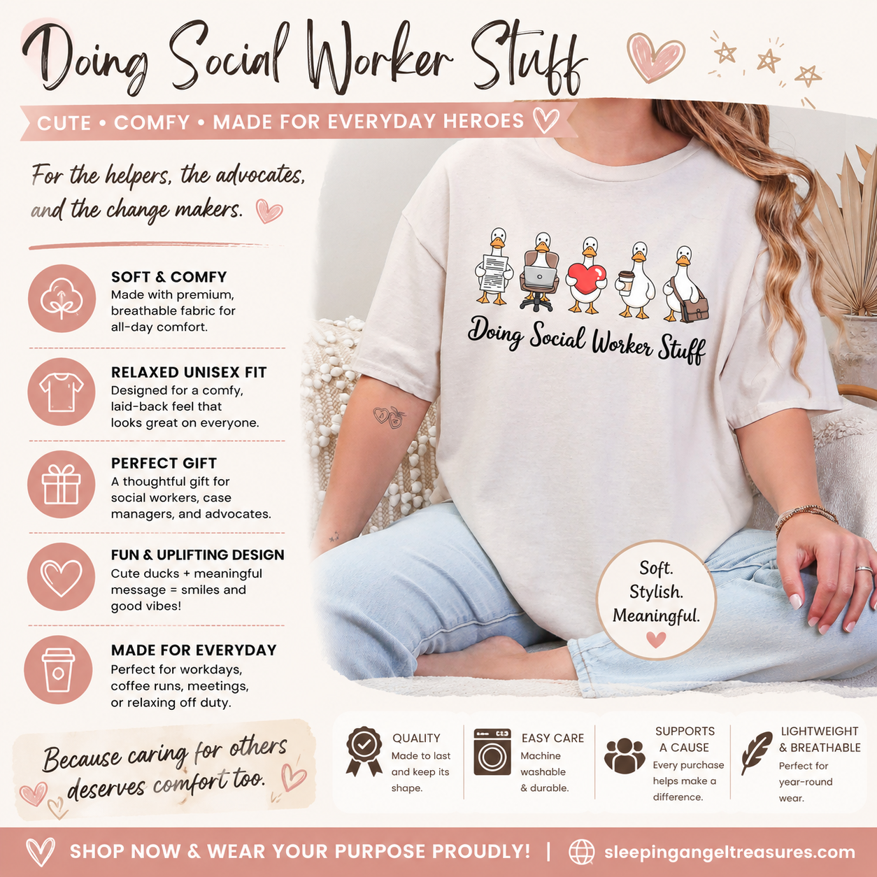 Doing Social Work Stuff Cute Ducks T-Shirt