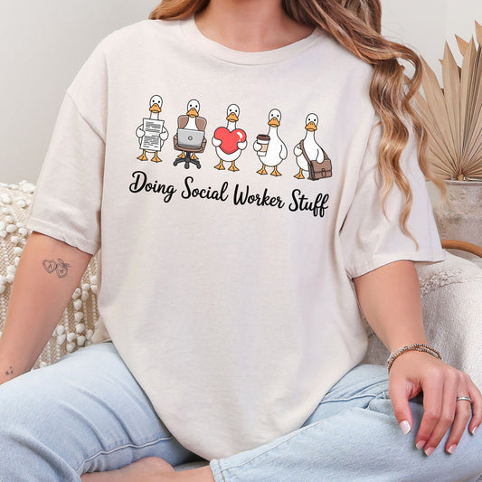 Doing Social Work Stuff Cute Ducks T-Shirt