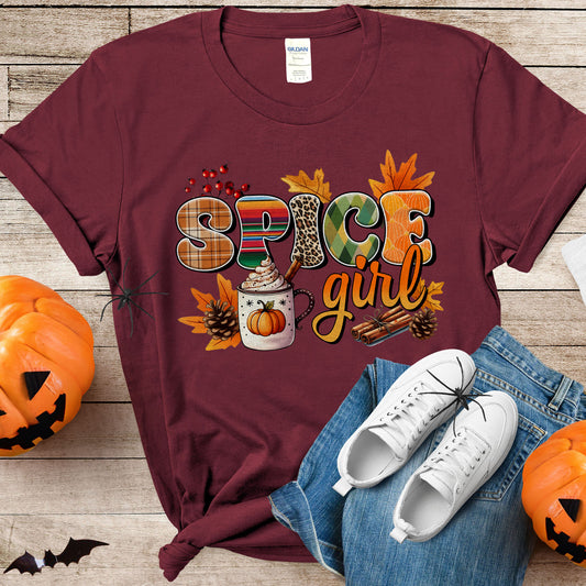 Fall Coffee Girl Tee, Pumpkin Spice Shirt, Cute Fall Shirt, Coffee Lover T-Shirt, Coffee Lover Gift, Spice Girl Shirt