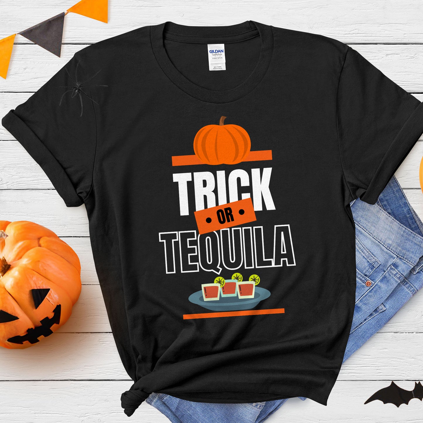 Trick Or Treat Shirt, Funny Halloween Tee, Halloween Party Tee, Trick or Tequila t-Shirt, Halloween Tequila Tee