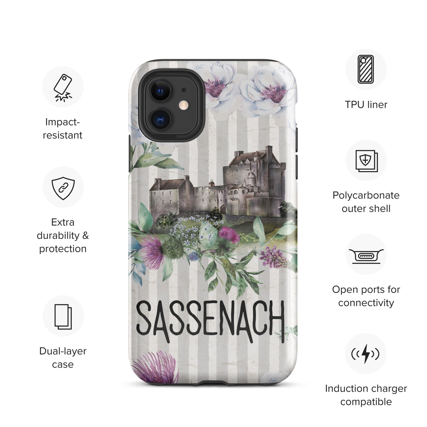 Sassenach Tough Case for iPhone®, Outlander Gift, Sassenach Gift, Scotland iPhone Case, iPhone 11, 12, 13, 14 & 15 Case