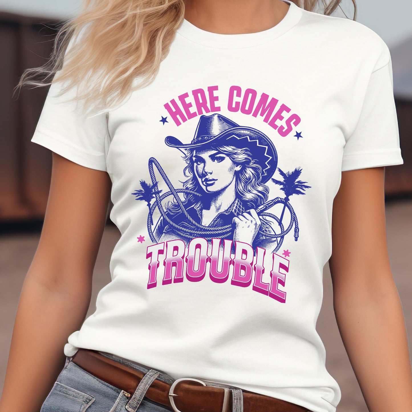 Here Comes Trouble T-Shirt, Cowgirl Gift Tee, Western Style Shirt, Rodeo Girl, Country Girl