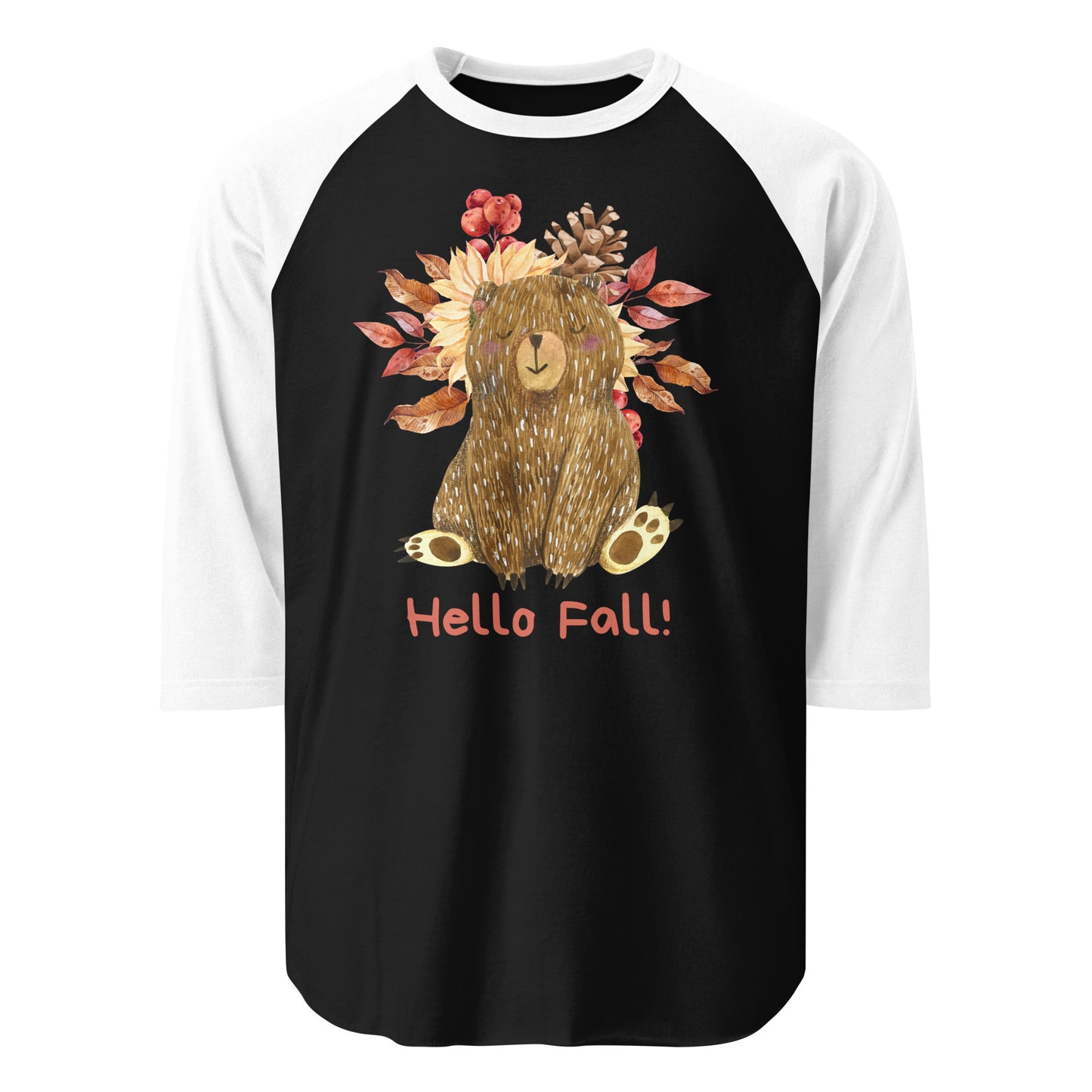 Hello Fall Shirt, Fall Graphic Tee, I Love Fall Shirt, Fall Gift, Fall Leaves Shirt, Cute Fall Shirt, Autumn Shirt, Autumn Leaves 3/4 sleeve raglan shirt