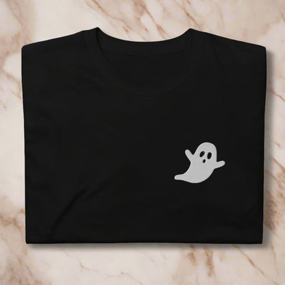 Embroidered Ghost Tee, Halloween shirt, Halloween Gift, Cute Ghost shirt, Spooky Season Shirt, Halloween Embroidery, Fall shirt