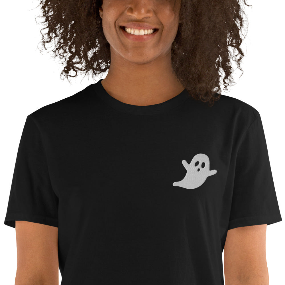 Embroidered Ghost Tee, Halloween shirt, Halloween Gift, Cute Ghost shirt, Spooky Season Shirt, Halloween Embroidery, Fall shirt