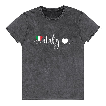 I Love Italy Denim T-Shirt, I Love Italy Gift, Italy Vacation, Italy Love Tee, Italia Shirt, Italian Flag Shirt