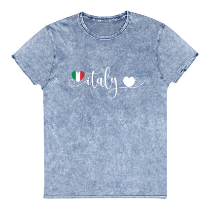 I Love Italy Denim T-Shirt, I Love Italy Gift, Italy Vacation, Italy Love Tee, Italia Shirt, Italian Flag Shirt