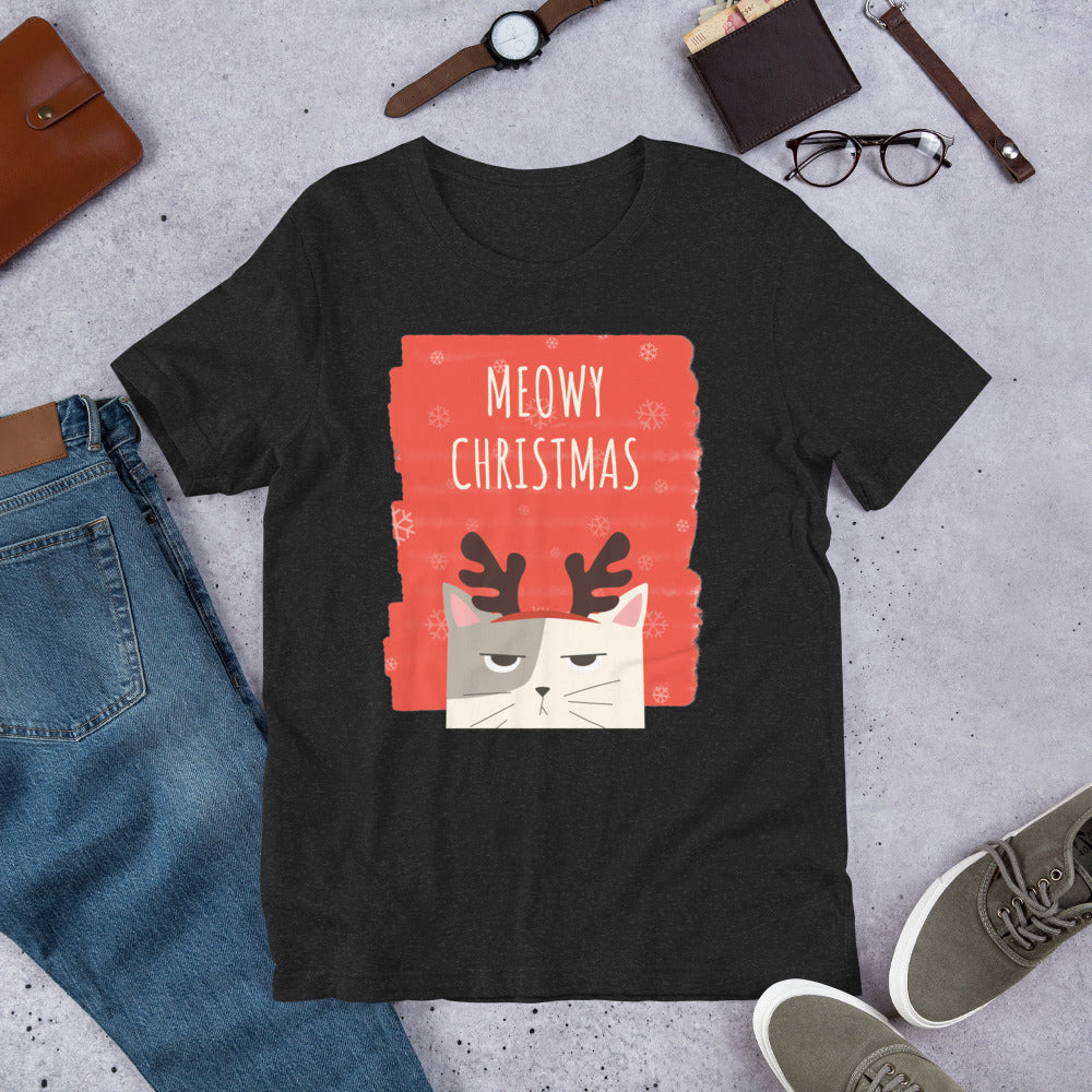 Meowy Christmas Shirt, Cat Christmas Gift, Cat Lover Xmas T-Shirt, Christmas Cat Mom Shirt, Catmas Gift For Xmas