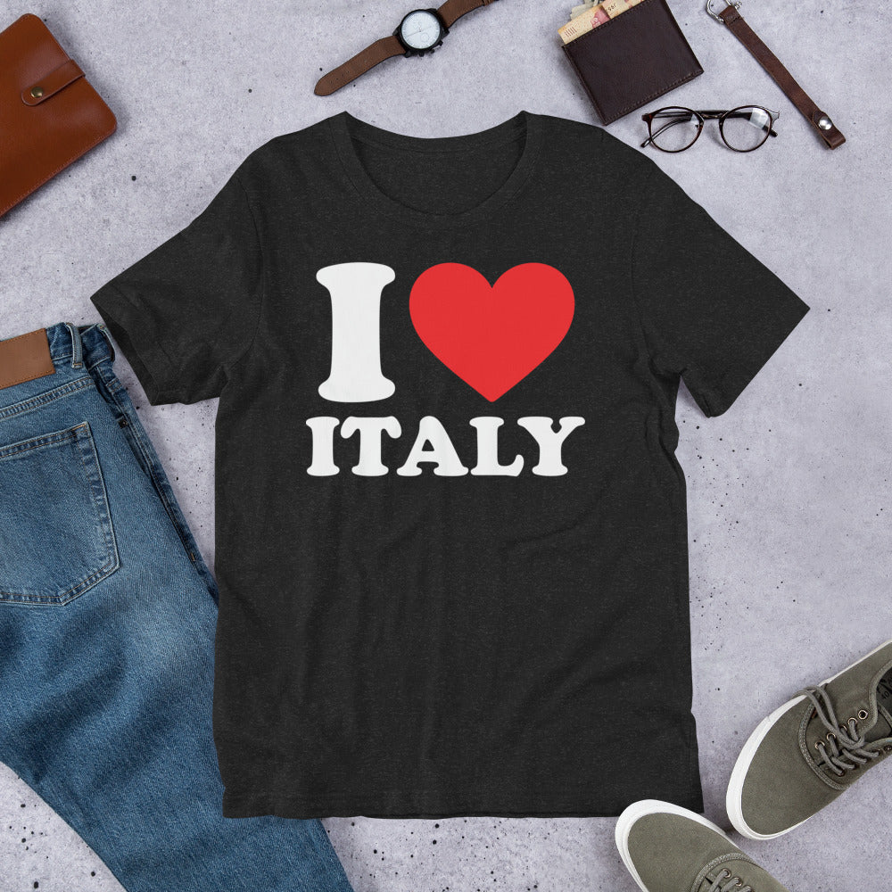 I Love Italy T-Shirt, Italian Pride Tee, Italian American T-Shirt, Gift for Italian, Italia Shirt, I Heart Italy Shirt