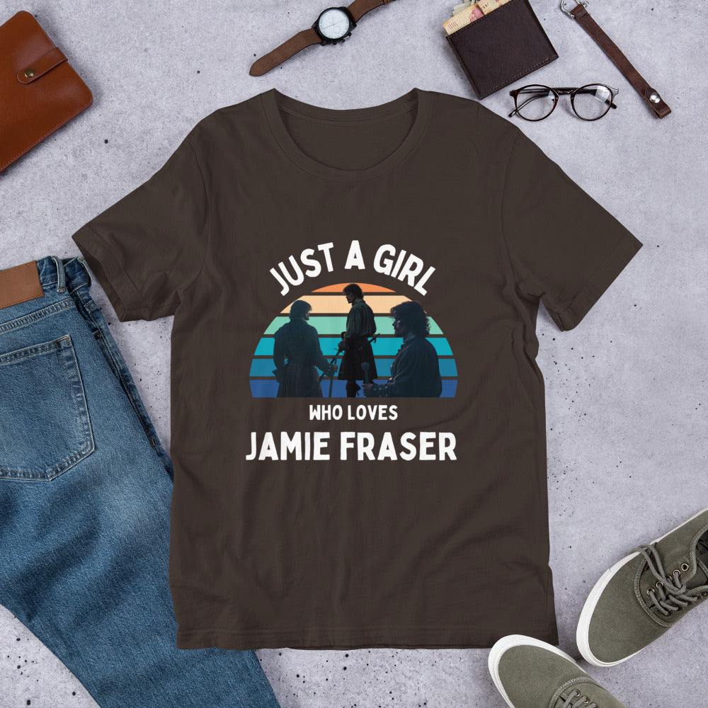 Just a Girl Who Loves Jamie Fraser T-Shirt, Sassenach Gift, Outlander Shirt, Outlander Gift