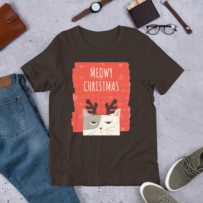 Meowy Christmas Shirt, Cat Christmas Gift, Cat Lover Xmas T-Shirt, Christmas Cat Mom Shirt, Catmas Gift For Xmas