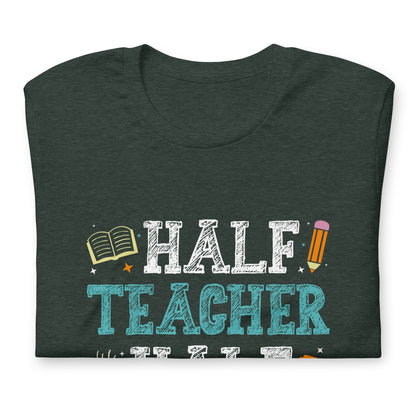 Half Teacher Half Coffee Shirt, Teacher Gift, Teacher Appreciation, Back To School Shirt, Iced Coffee Shirt, Retro Teacher Shirt, Teacher Tees, Coffee Lover