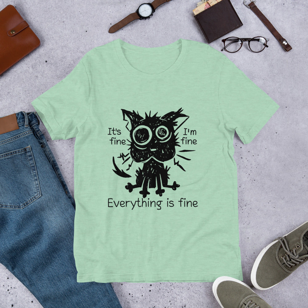 Its Fine Im Fine Everything Is Fine Shirt, Sarcastic Shirt, Funny Tee, Funny Gift, Sarcastic Gift, Cat Lover Gift