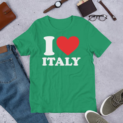 I Love Italy T-Shirt, Italian Pride Tee, Italian American T-Shirt, Gift for Italian, Italia Shirt, I Heart Italy Shirt