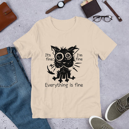 Its Fine Im Fine Everything Is Fine Shirt, Sarcastic Shirt, Funny Tee, Funny Gift, Sarcastic Gift, Cat Lover Gift