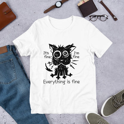 Its Fine Im Fine Everything Is Fine Shirt, Sarcastic Shirt, Funny Tee, Funny Gift, Sarcastic Gift, Cat Lover Gift