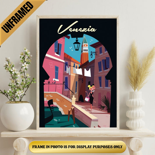 Venezia Italy Souvenir Vintage Poster 12″×18″ UNFRAMED