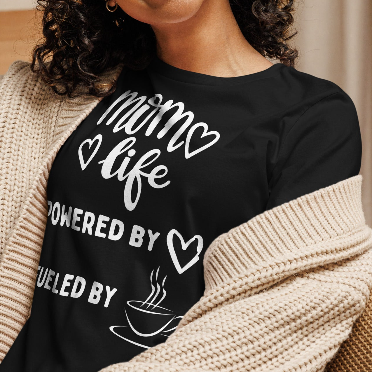 Mom's Life Shirt, Powered By Love, Fueled by Coffee, Mom T-Shirt, Mom Gift, Mama Tee,